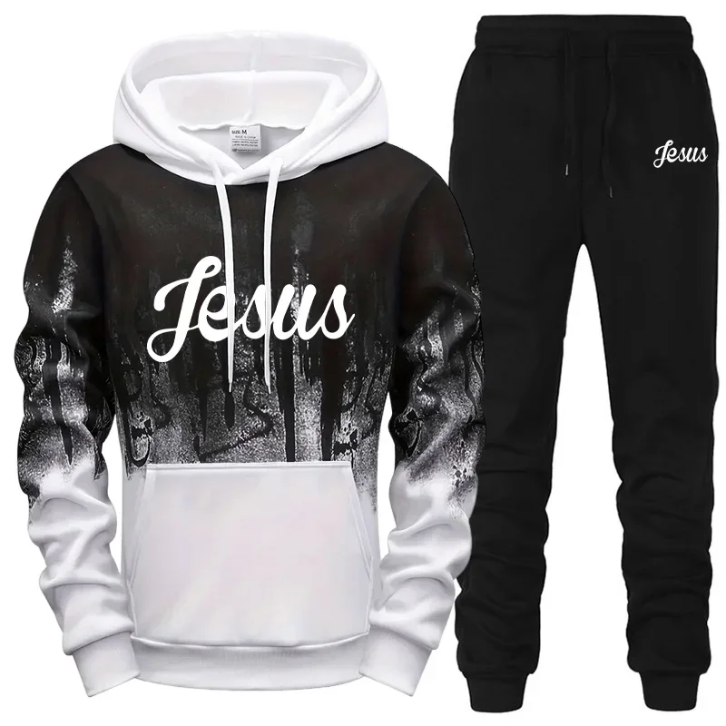 

Mens Tracksuit Casual Printing Splash-ink Hooded Sweatshirts Outdoors Sports Jogging Mens Clothing Daily Single Piece Tops Pants