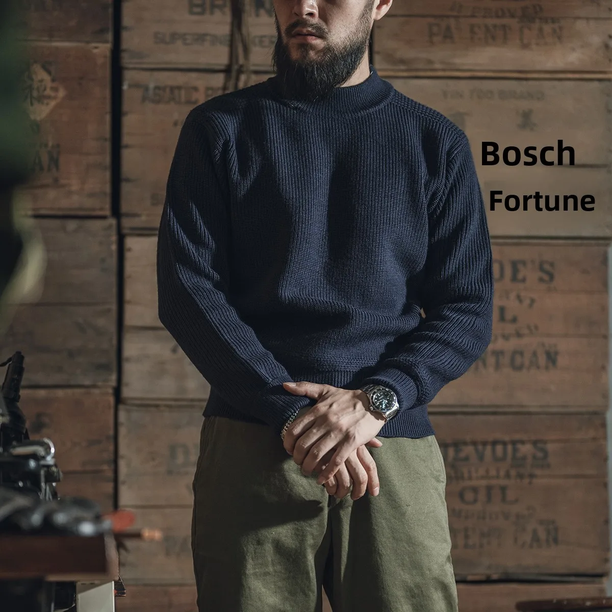 سترة صوفية رجالية سميكة ومتينة من برونسون بياقة نصف عالية وتصميم عصري للشتاء والعمل #2