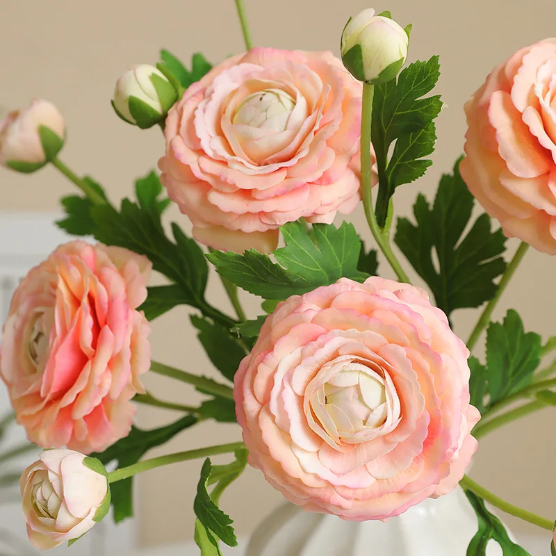 

5Pcs Moisturizing 3-head Dew Lotus Peony Real Touch Artificial Flowers Luxury Home Table Decoration Fake Flowers Wedding Decor