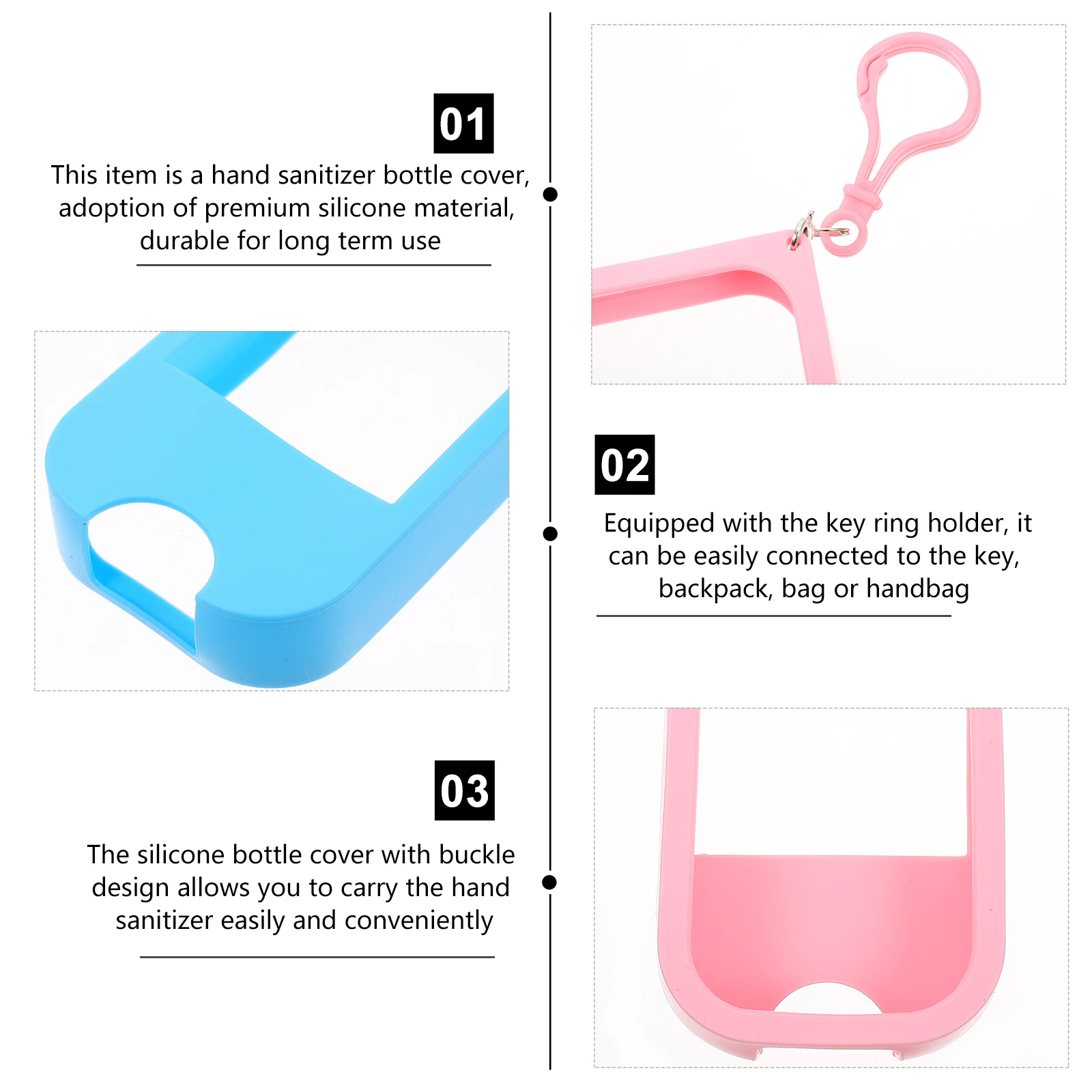 

10pcs Silicone Hand Bottle Cover Portable Travel Keychain Elastic Gel Spray Pack Bottle Sleeve Jewelry Accessories