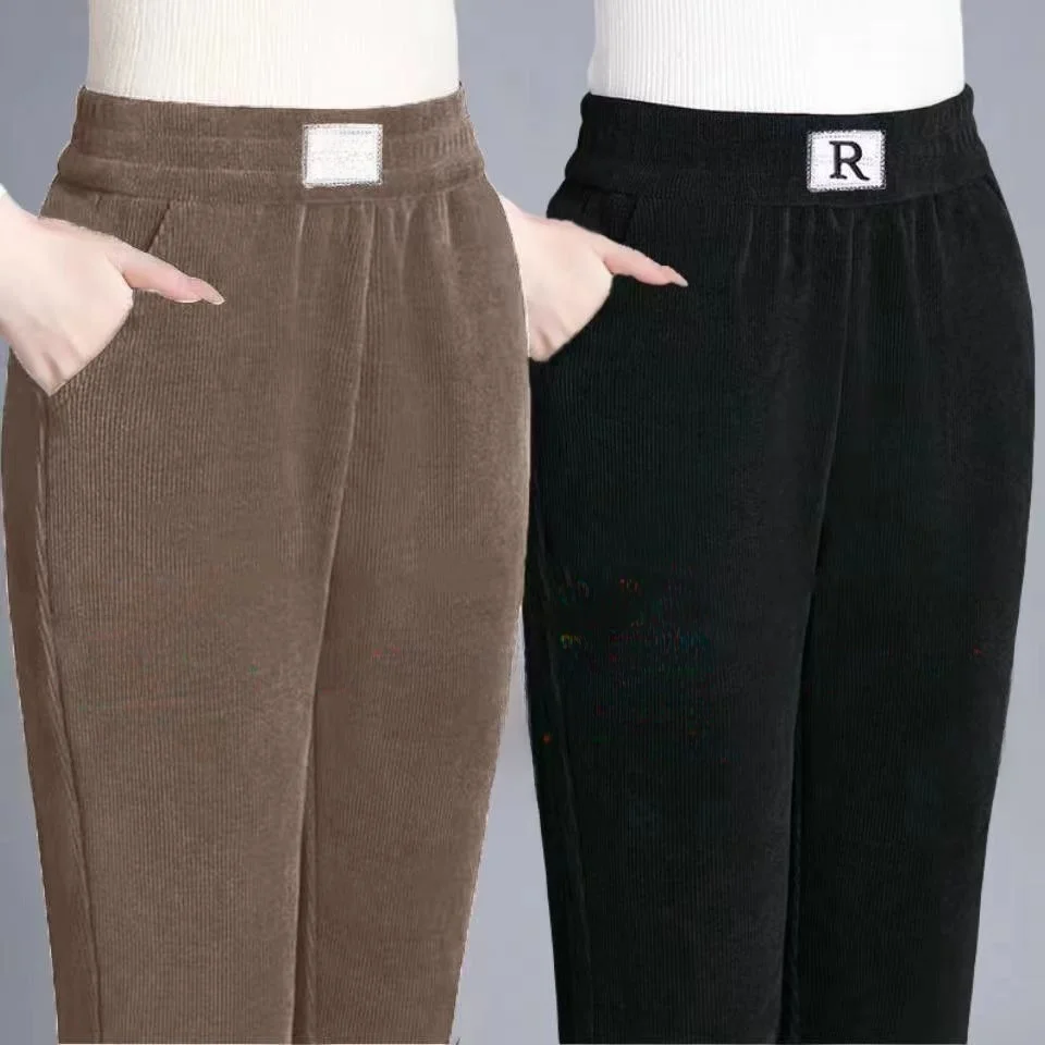 High Waist Fleece Lined Straight Leg Casual Pants for Women plus Size Harlan Long Trousers Autumn Winter Comfortable Loose Fit — купить у AliExpress WW