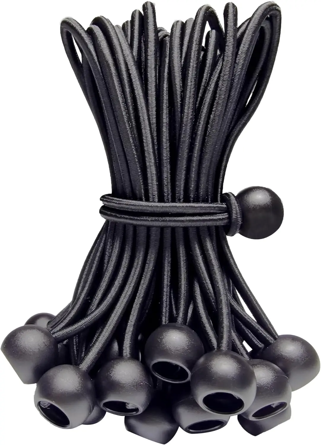 

35-Pack 6-Inch Heavy Duty Ball Bungee Cords for Canopy Tarp Tent Outdoor – Black Elastic Ties, UV Resistant