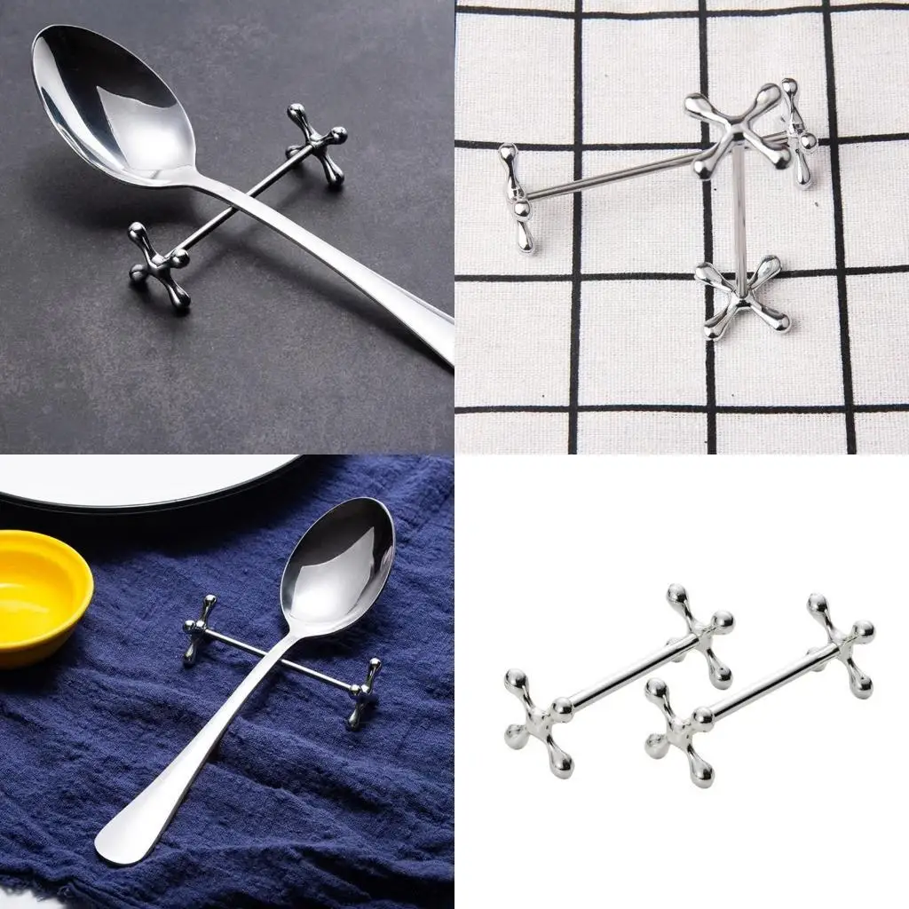 

G6KF Spoon Stand Fork Rest Chopstick Rest Kitchen Tool Reusable Chopsticks Holder Tableware Rest Alloy Material for Tableware