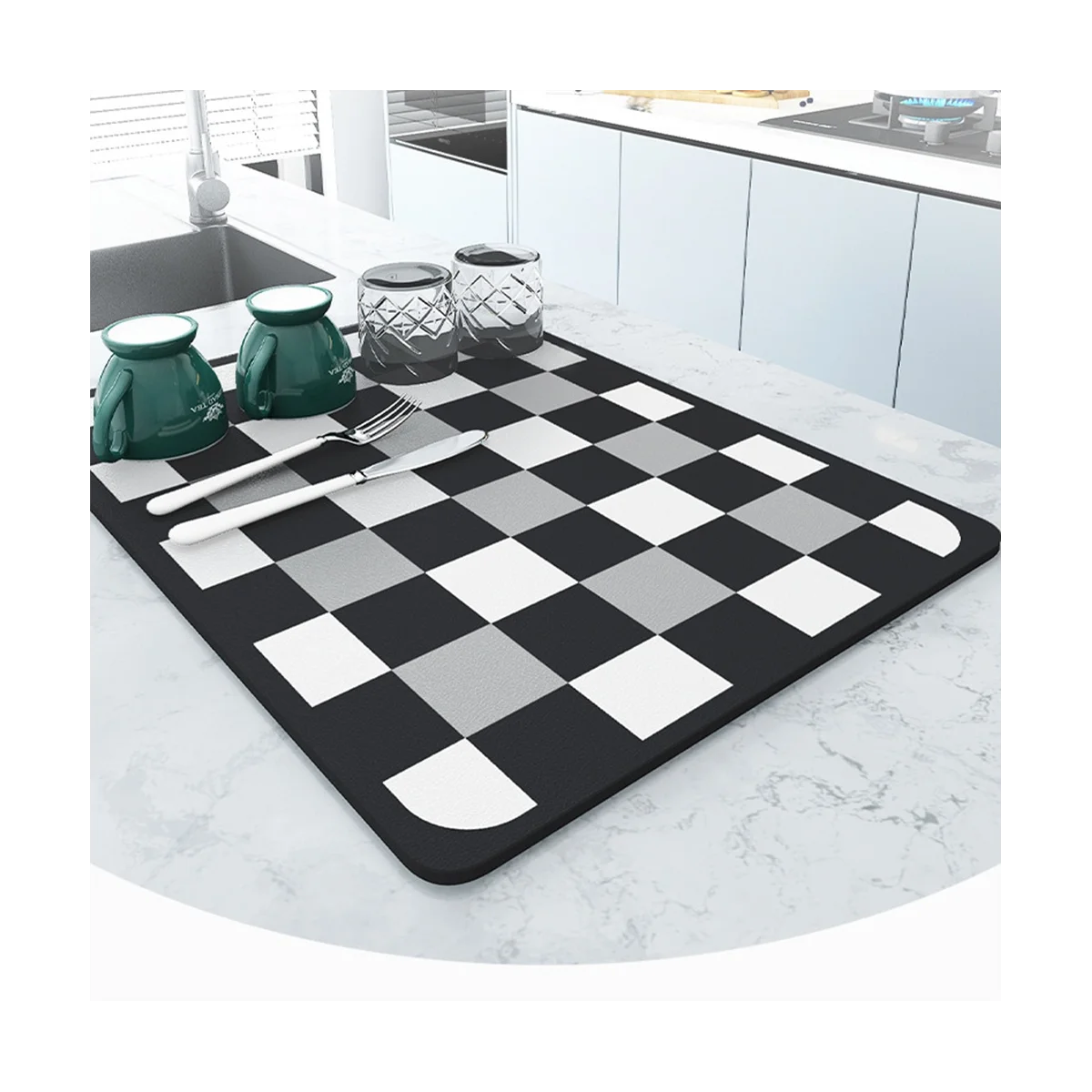 Black White Big Placemat Kitchen Accessories Cotton Flax Cloth Mat Pads Dining Placemats Mantel Individual 40 X 50Cm