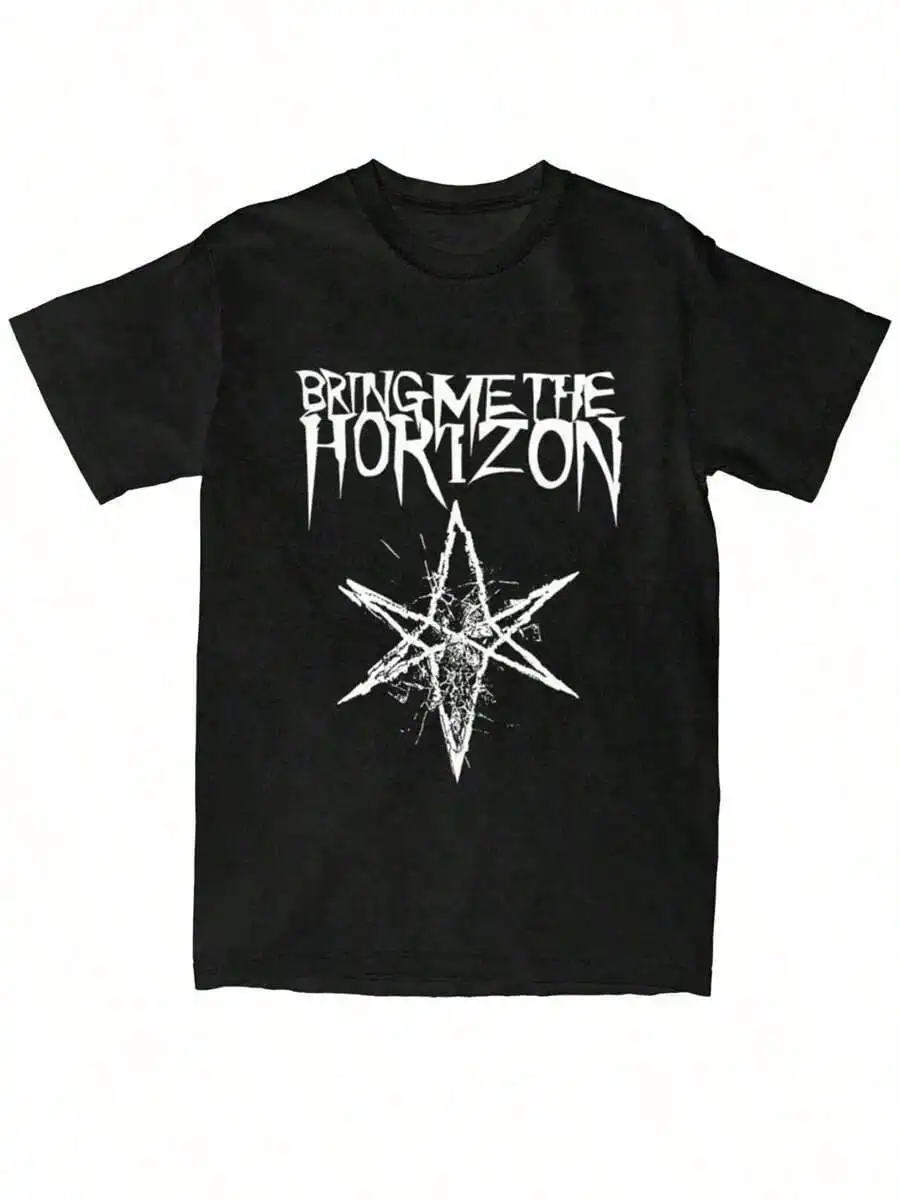 BMTH Horizons Emo Band Men's Summer Casual-Shirt, Comfortable - Breathable, Soft, Slightly Stretching, Street Hop Style-Shirt% C