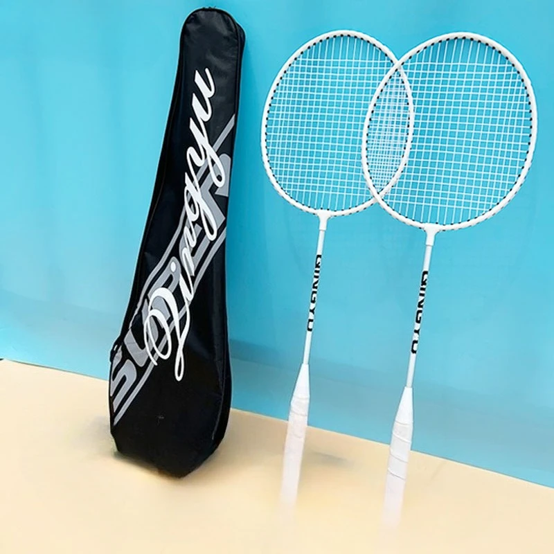 

Ракетка для бадминтона для взрослых, молодежи, начинающих, из железного сплава, прочный волан с перьями, черный, белый цвет, спортивное оборудование для пар