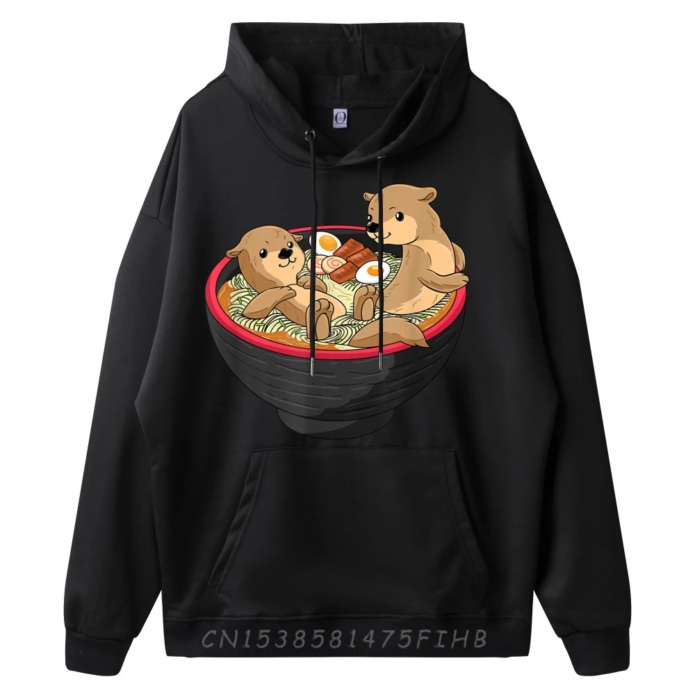Kawaii Otter Japanese Ramen Noodles Soup Otter Lover Designer Clothes Men Christmas Hoodie Pullover