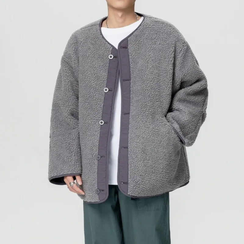 النمط الصيني على الوجهين يمكن ارتداؤها القطن وسادة مبطنة الرجال تقليد صوف الضأن سميكة سترات الشتاء الدافئة مبطن القطن معاطف #5