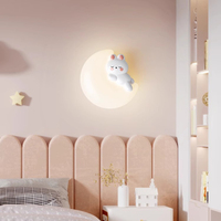 Cute Children's Room Wall Lamps Moon Bunny Bear Lamp Simple Modern Warm Baby Room Nursery Girl Boy Bedroom Bedside Wall Lights