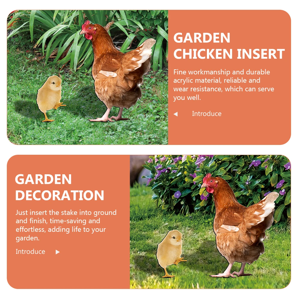 

Chicken Decor Outdoor Ornaments Decorative Stake Wood Pile Garden Sign Decoration
