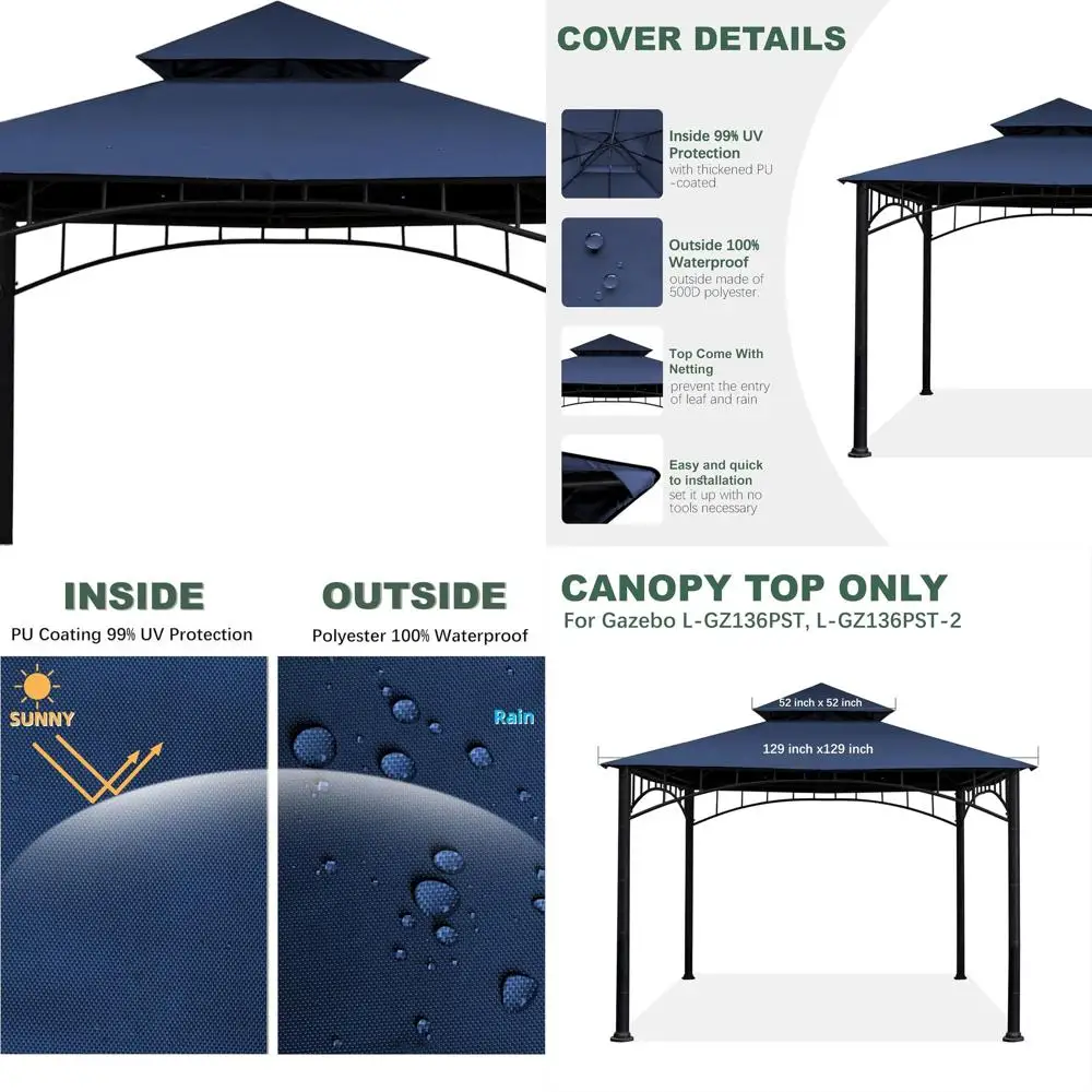 

Navy Blue Canopy Replacement Roof Cover for Madaga Gazebo Model L-GZ136PST