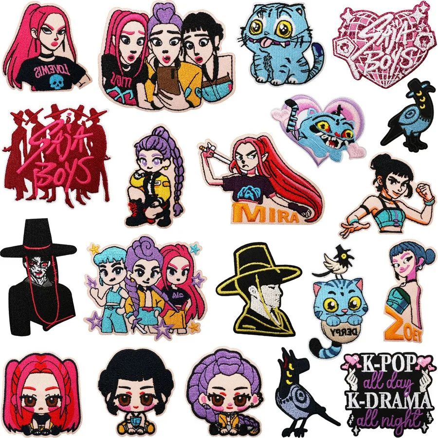 

20pcs KPop Demon Hunter Patches Cartoon Embroidery Clothing Stickers on Clothes Garment Stickers Accessory Patch