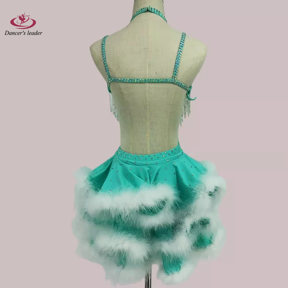 Latin Dance Adult Ballroom Costume Competition Costume Cake Fluff Skirt Samba Rumba Practice Performance Costume Dress