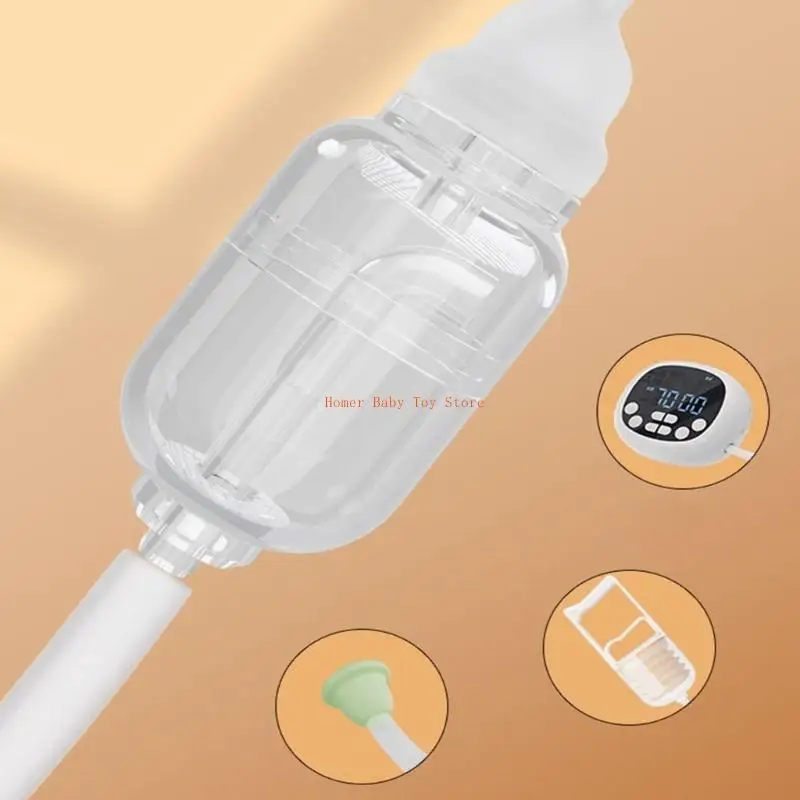 J0PF جهاز شفط أنف الطفل المحمول قابل للفصل من السيليكون يتميز بتصميم مضاد للارتجاع لسهولة الاستخدام اليومي #4