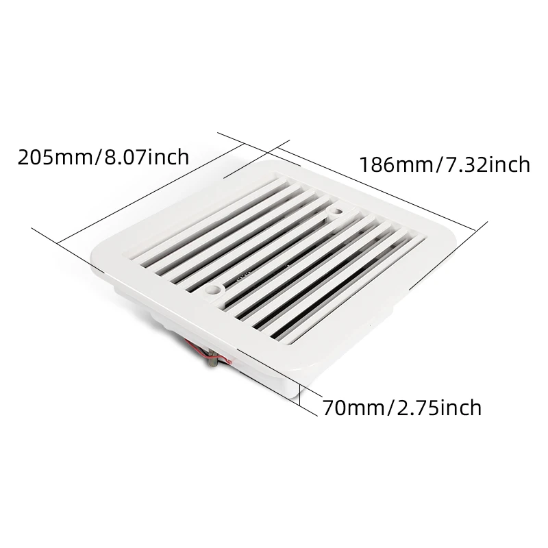 Deren RV-Zubehör, 12 V, 2,4 W, RV-Seitenlüftungsventilator, weiß, einseitig, leiser Wind, Lüftungsschlitze, Kühlung, Entlüftung für Wohnwagen, Wohnmobil, Camp