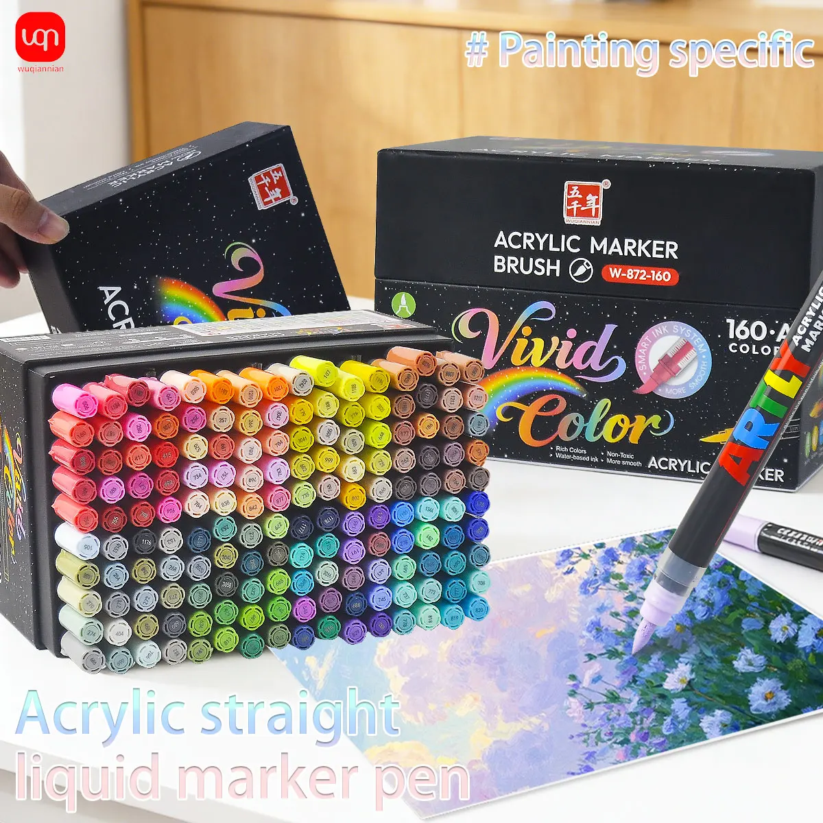 

WQN-160A/B Colored Liquid Acrylic Marker with Soft Brush Tip For Student Drawing,Suitable Glass, Stone,Metal,Wood,Stationery
