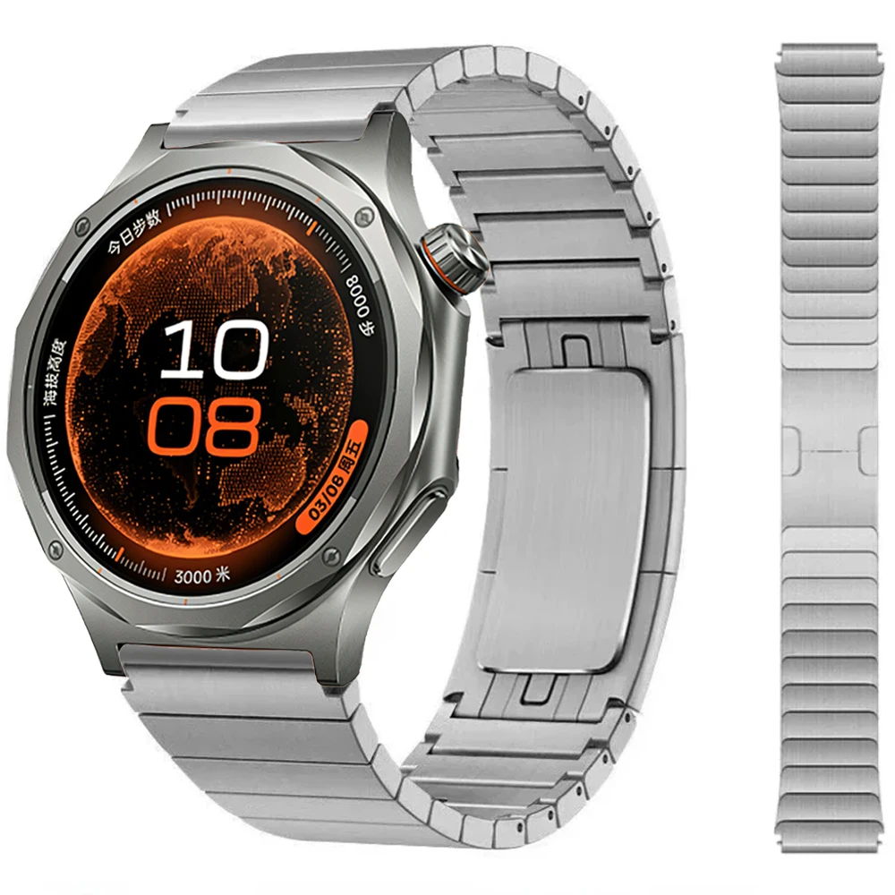 22mm Metal Band for Huawei Watch 5/GT6/5/4 Pro 46mm Stainless Steel Wristband for Amazfit Active Max/Balance 2 1/Oppo Watch X3/S