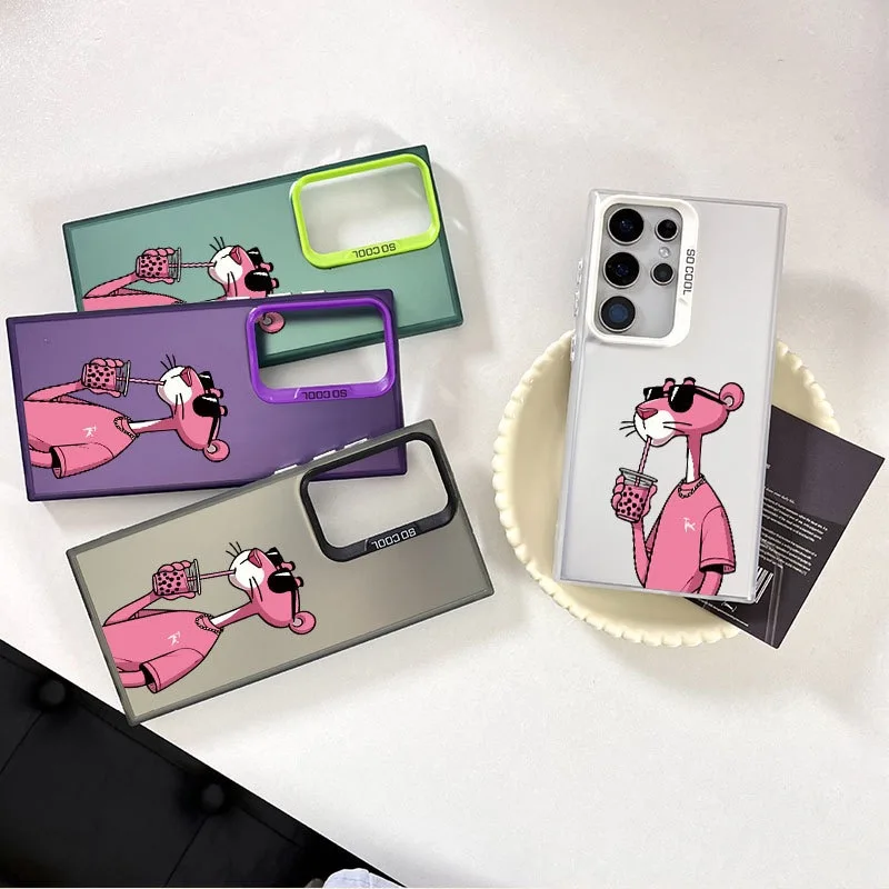 Funda de Teléfono con Diseño de los Pink Panthers para iPhone 17 17e 16e 16 15 14 13 12 11 mini Pro Max X XR 7 Air Plus, Carcasa Trasera Mate Anti-Caídas