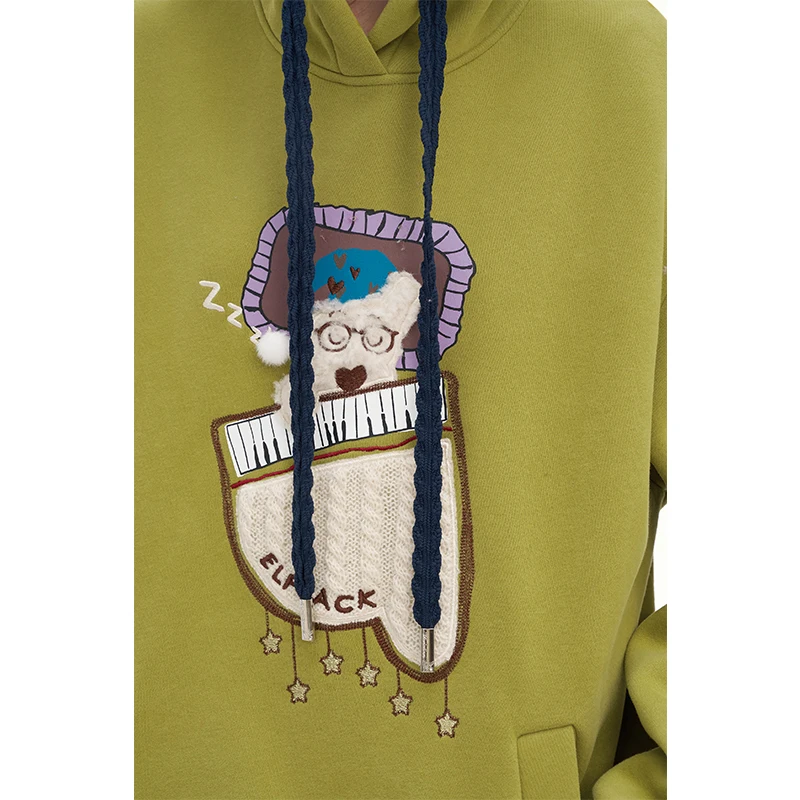 Elfsack 2025 inverno recém chegados y2k preppy minimalista casual dormir cão gráfico moletom com capuz para mulher