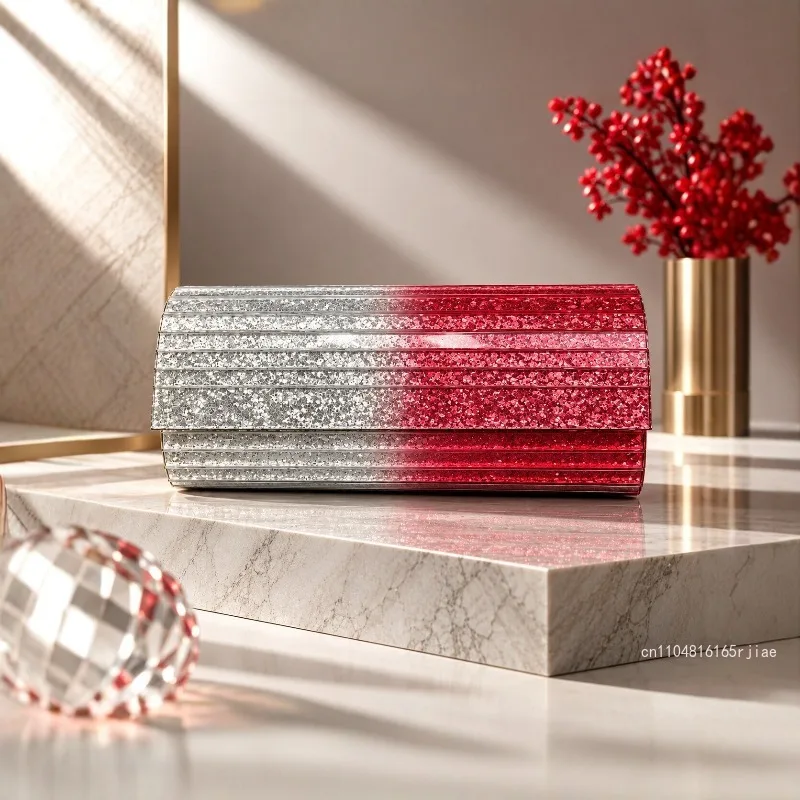 New High-end Banquet Bag Fashionable and High-quality Hand-held Dress Bag Gradient Personalized Women's Chain Mouth Red Envelope
