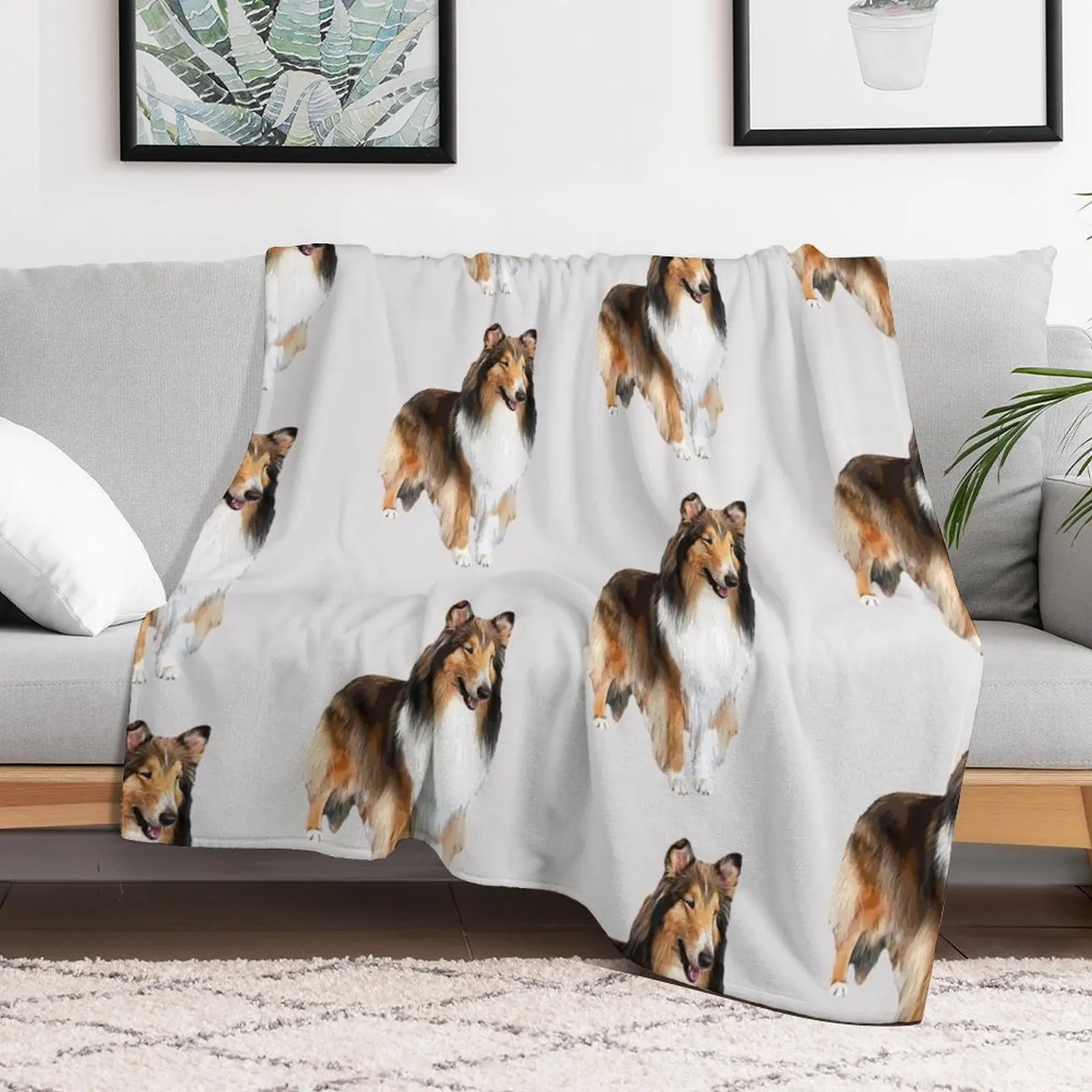 Rough Collie Stunning Look! Throw Blanket Quilt Soft Beds Blankets