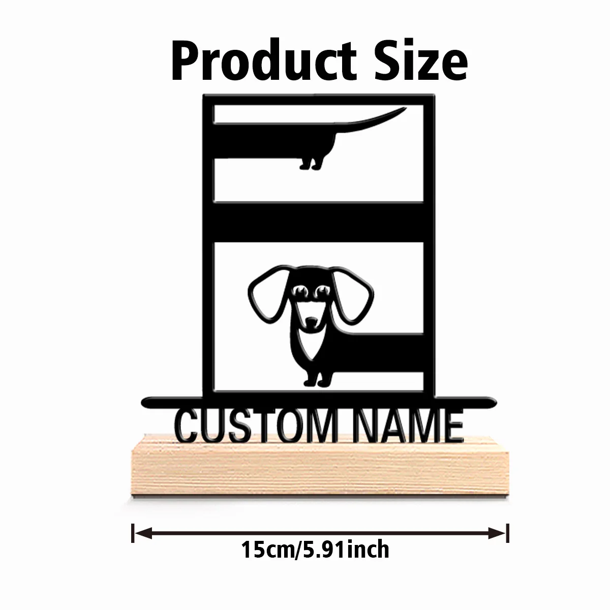 1pc Fun Personalized Custom Dachshund Metal Statues Pet commemorative gift with wooden base desktop art suitable for pet
