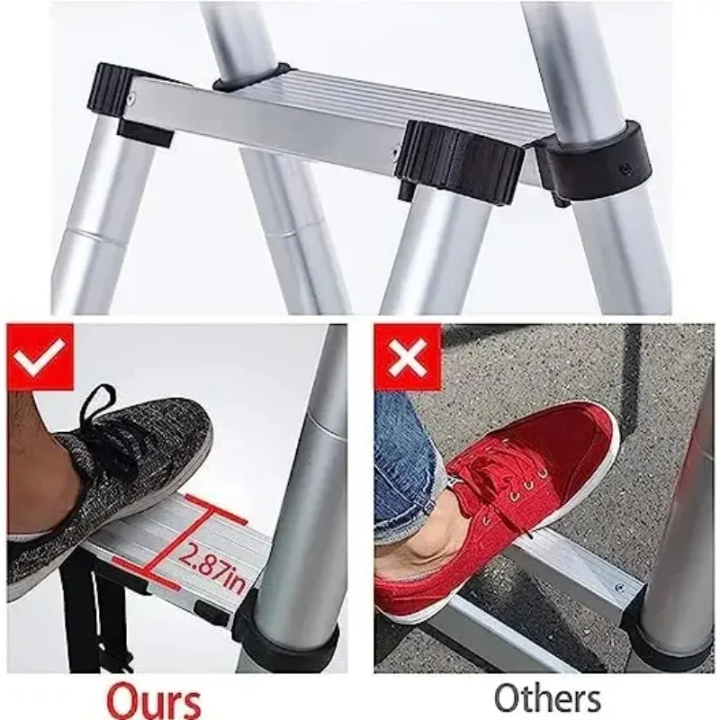 6.5FT Heavy Duty Telescoping Ladder Multi Purpose Extension Ladder 6 Plus 7 Step Collapsible Folding Ladder Easy Storage