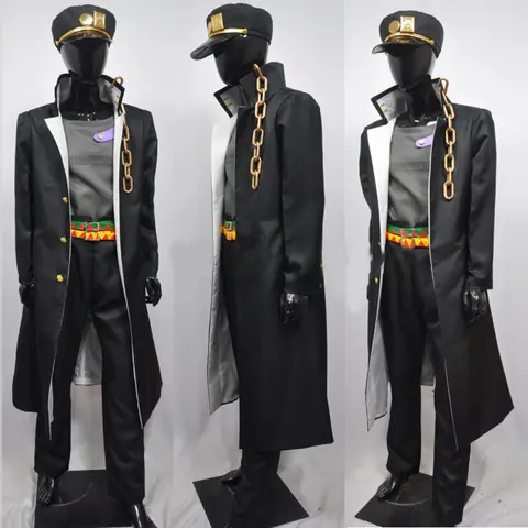 IN STOCK Jotaro Kujo Cosplay Costume Anime Part 3 Stardust Crusaders Kujo Jotaro Black Outfit Uniform Halloween Theme Party