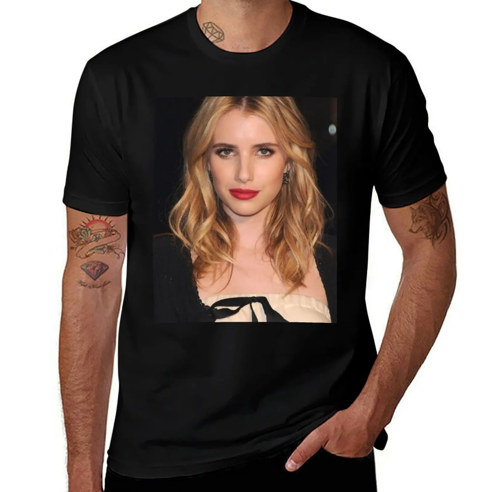Emma Roberts T-Shirt Basic Lightweight Short Sleeve Tee T-Shirt