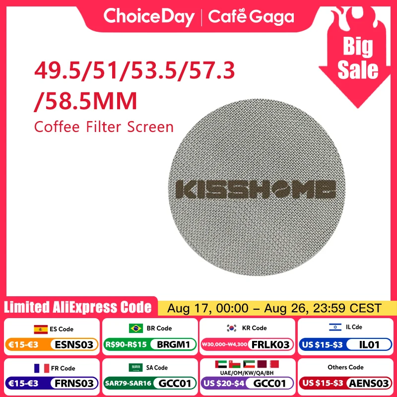 Kisshome tela de disco de café expresso 51mm 53.5mm 58.5mm 57.3mm filtro de malha portátil ferramentas barista acessórios para máquina de café