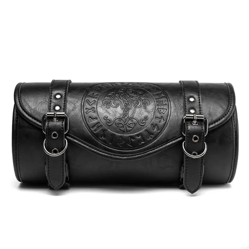 

2025 New Retro Gothic Motorcycle Front Bag PU Leather Metal Accents Easy Attachment