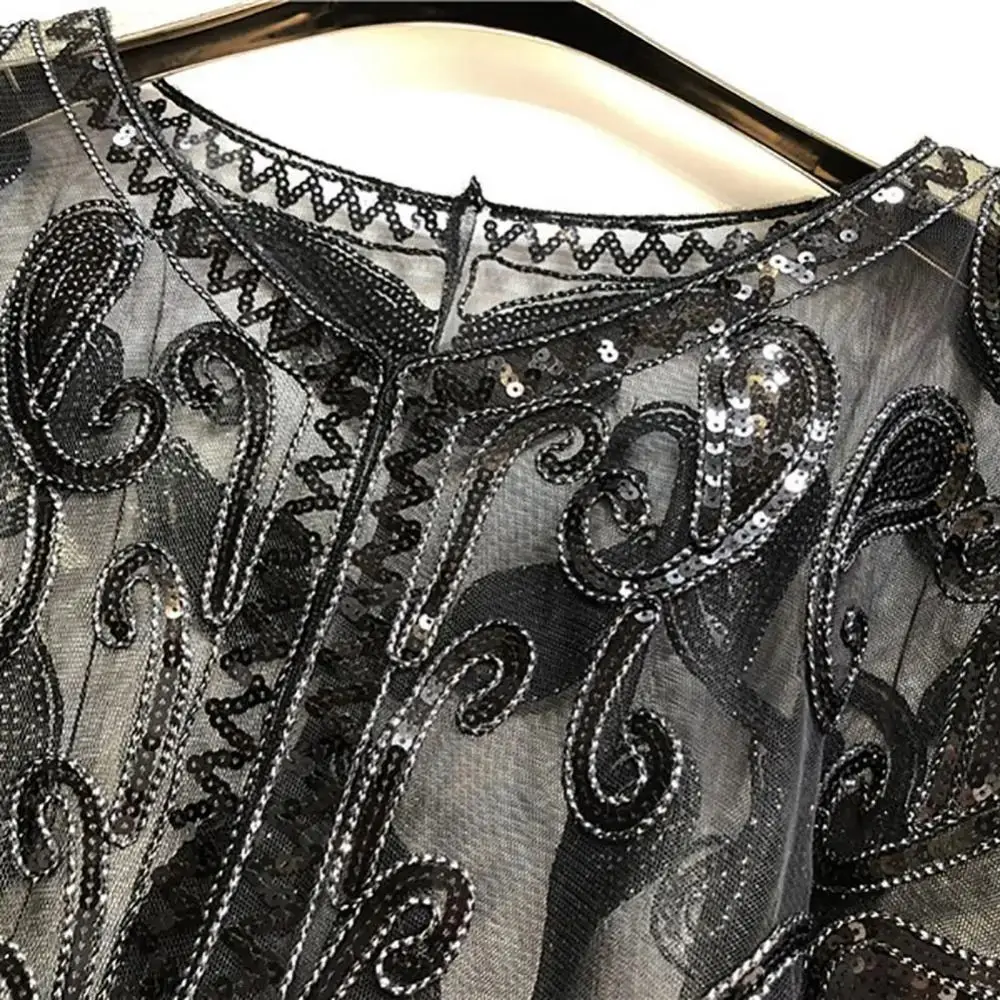 

Retro Sequins Poncho Coat Embroidery Vintage Style Sequin Beaded Short Cape Short Cape 1920s Theme Flapper Shawl