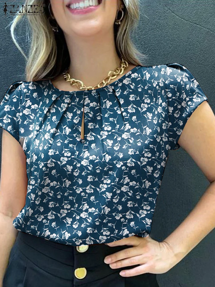

Stylish Summer Floral Printed Blouse ZANZEA Women Tops Tunic Bohemain Holiday Shirt Casual O Neck 3/4 Sleeve Work Blusas Mujer