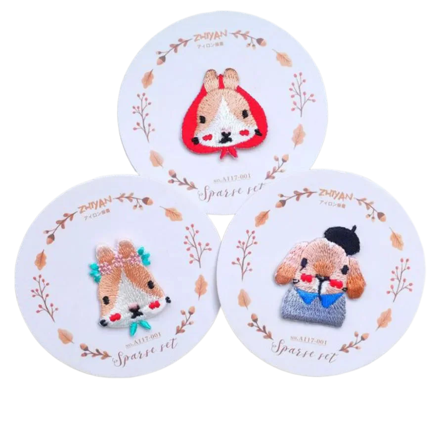 1 PC High Quality Iron on Patches for Kids Clothing Vintage Rabbit Embroidery Appliques Sew on Cloth Stickers Badges for Clothes