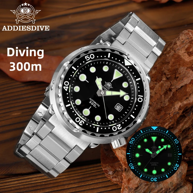 ADDIESDIVE Automatic Watches For Man Sapphire Glass Ceramic Bezel 300m Waterproof Diving Watch BGW9+C3 Luminous Mechanical Watch