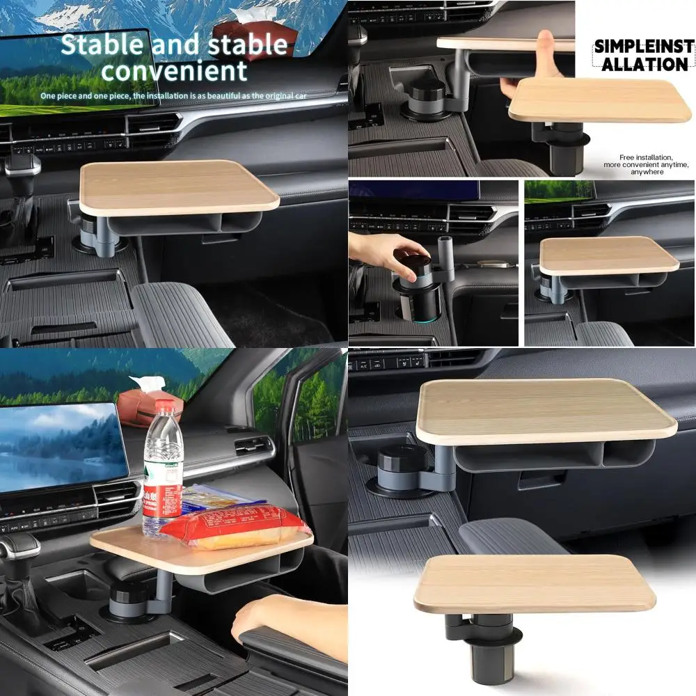 

360 ° Вращающийся деревянный автомобильный поднос и стол для ноутбука — стол-держатель для чашки на руле, автомобильные аксессуары для женщин и мужчин, совместимые с