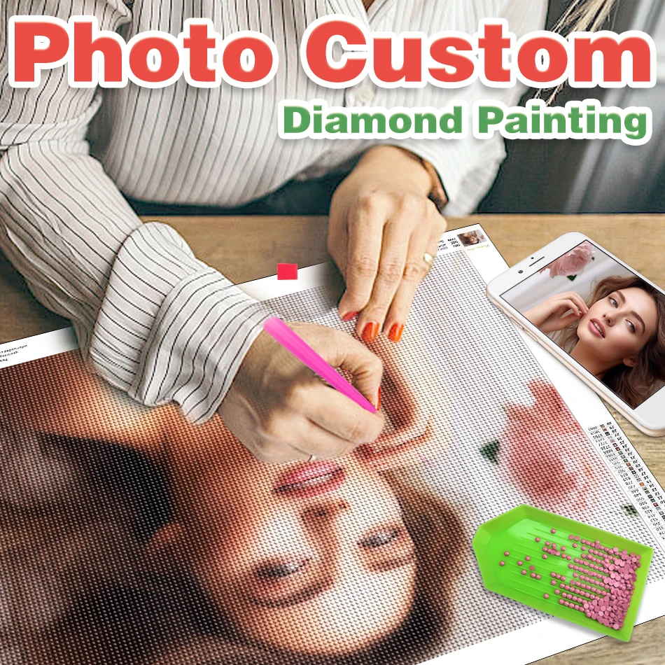 

Photo Custom Diamond Embroidery Full Square/Round Diamonds Cross Stitch Diamond Couples And Landscape Photos Kits Art Gift