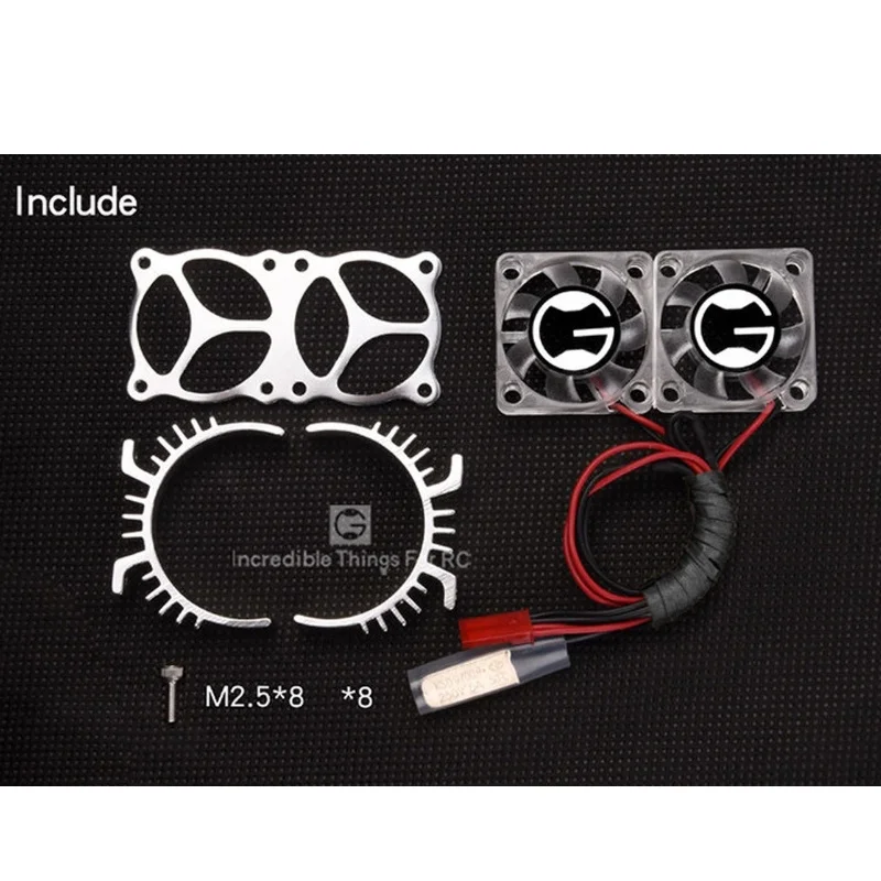 GRC Thermal Sensor Radiator for 1/10 RC Crawler 35-36mm Motor Heat Sink Cooling Dual Fan Parts Accessories