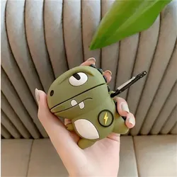 3D Cute Cartoon Green Dinosaur Silicone Protective Case Suitable For Airpods 1/2,Pro,3,Pro 2