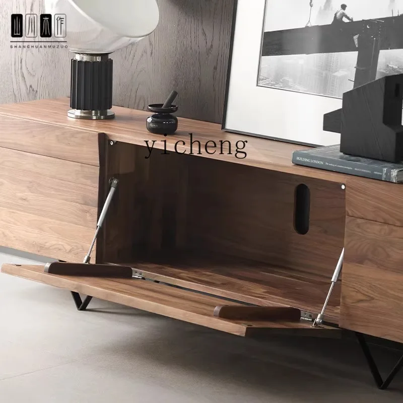 

LSL TV cabinet coffee table combination living room small apartment Nordic Japanese organ door TV cabinet home accessories