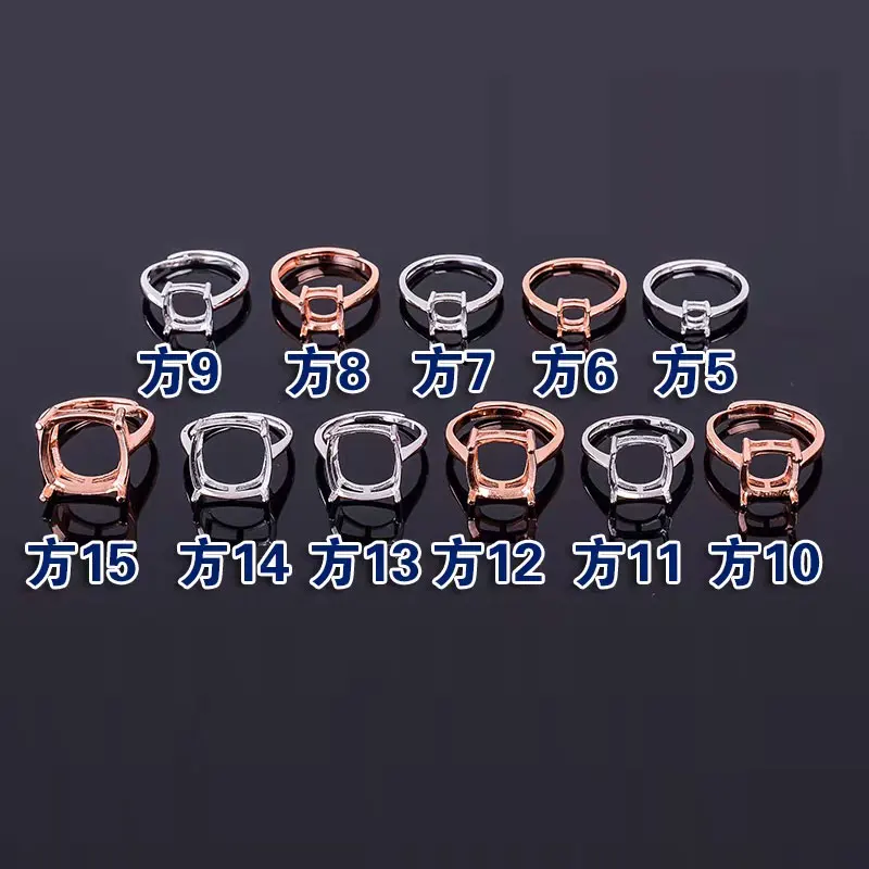 Wholesale Price 925 Silver Pillow shaped four claw Ring Semi Mount with 3 Layers 18K Gold Plating