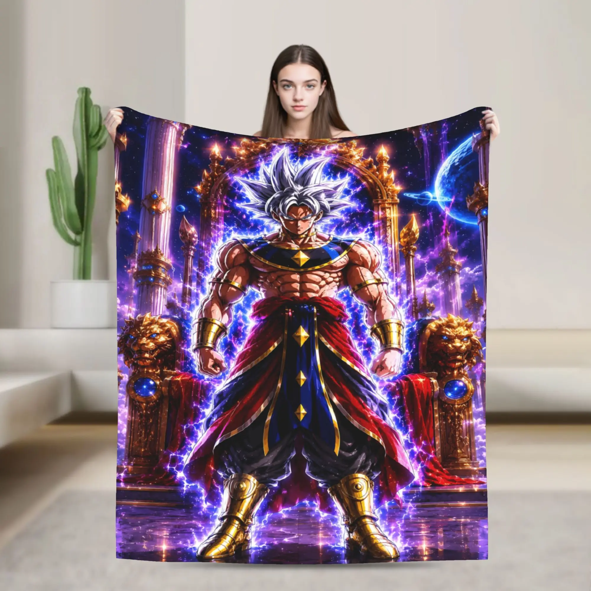 Goku Ultra Instinct Plush Blanket Girls Boys 3D Japanese Manga Flannel Throw Blanket For Couch Bed Soft Quality Bedspread Gift