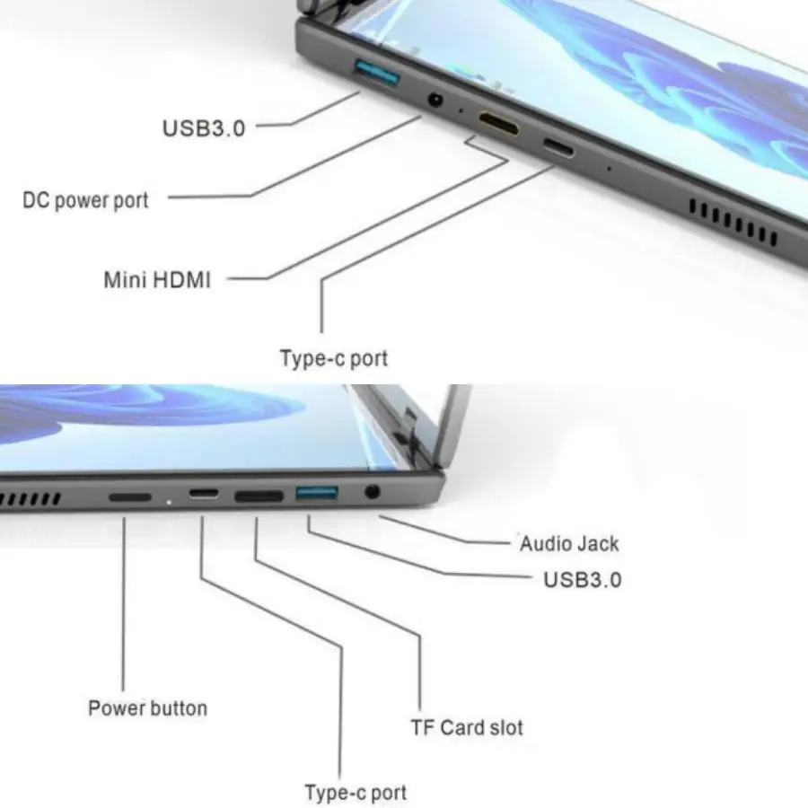 EUA STOCK 14 polegadas 2K IPS Touch Double Notebook N95 Dual 2 Screen Gaming 32GB RAM 1TB YOGA Laptop PC