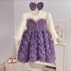 Girls'New spring and autumn long sleeve skirt little girl fashion baby princess dress