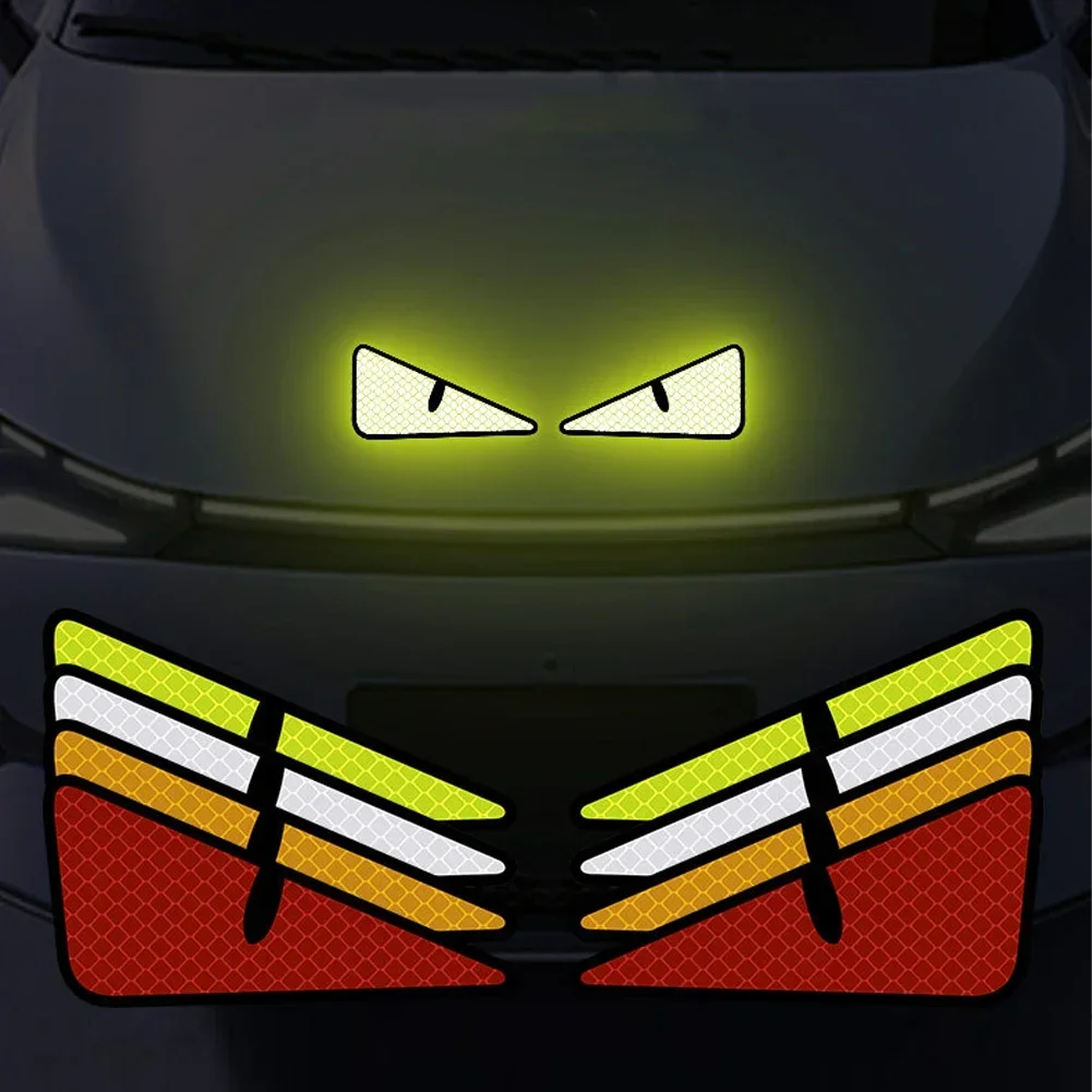 1 par de pegatinas reflectoras para coche, calcomanía de seguridad de conducción nocturna para coche, camión, motocicleta, remolque, ojos, cinta de advertencia de seguridad reflectante