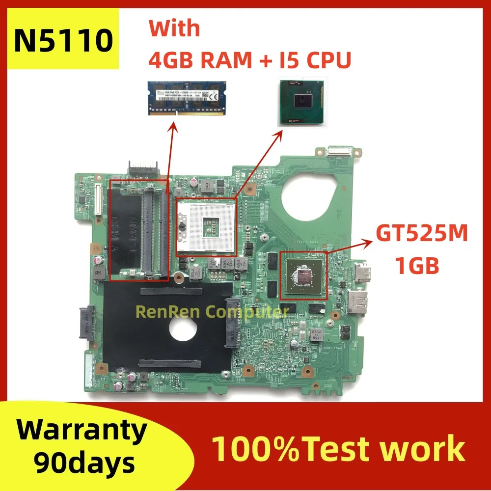 CN-0J2WW8 0J2WW8 For dell Inspiron 15R N5110 Laptop Motherboard 10260-1 Mainboard With GT525M DDR3 4GB 8GB HM67 100% Tested OK