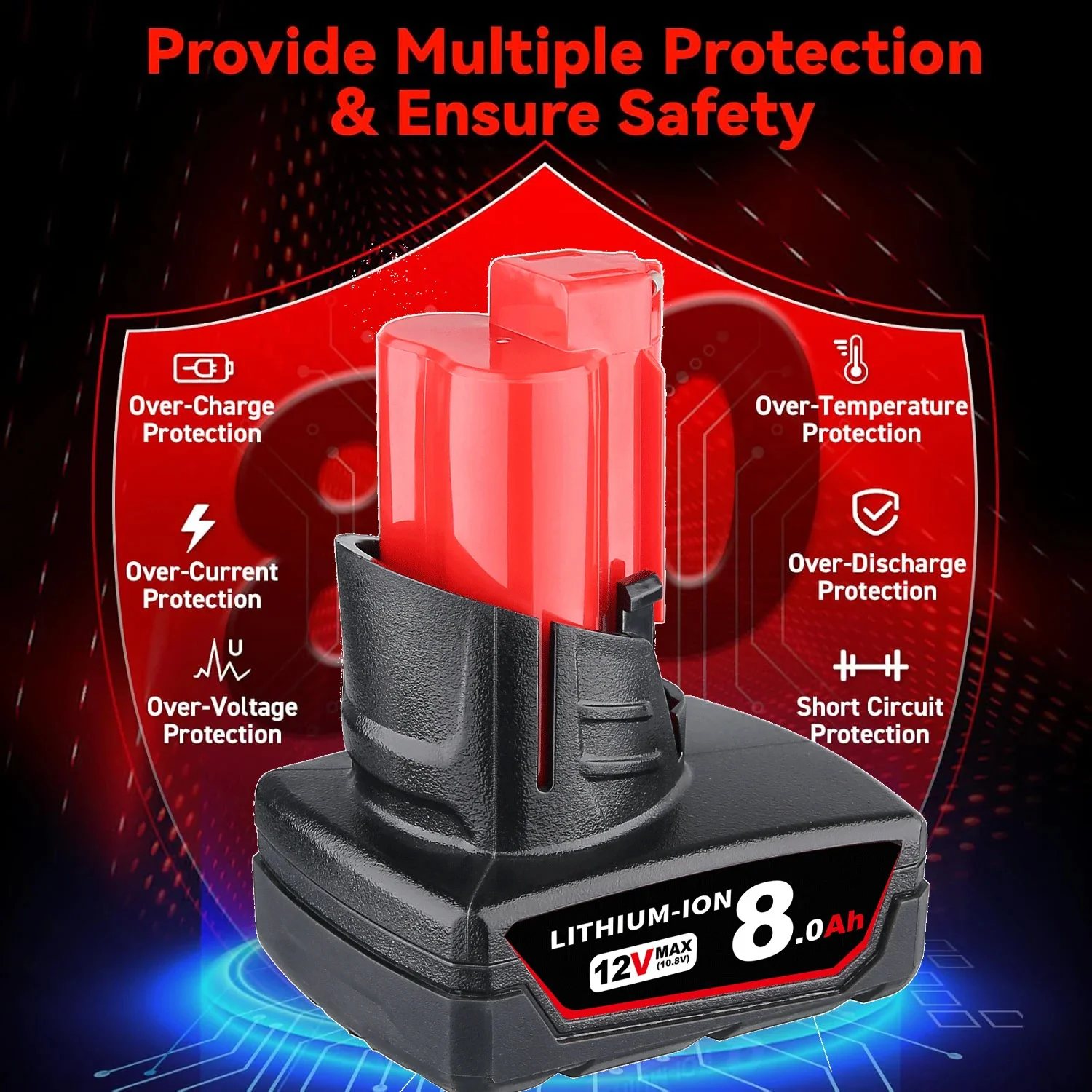 1/2/4 Uds 8.0Ah M12 reemplazar para Milwaukee 12v Pin de batería + cargador de M12-18C Compatible con herramienta 48-11-2420 48-11-2411 48-11-2440