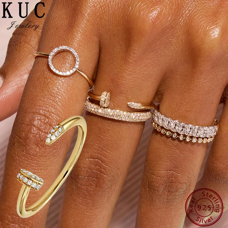 

Кольцо-манжета из серебра 925 пробы с цирконами, с оригинальным сертификатом, для женщин, ювелирное изделие с золотым покрытием