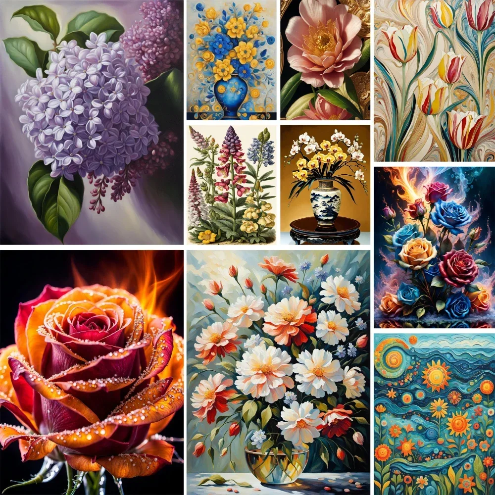 

425195 Flowers Rose Tuilp Paint By Numbers 40x50 Craft Kit For Adults Wall Art Personalized Gift Ideas Dropshipping Wholesale