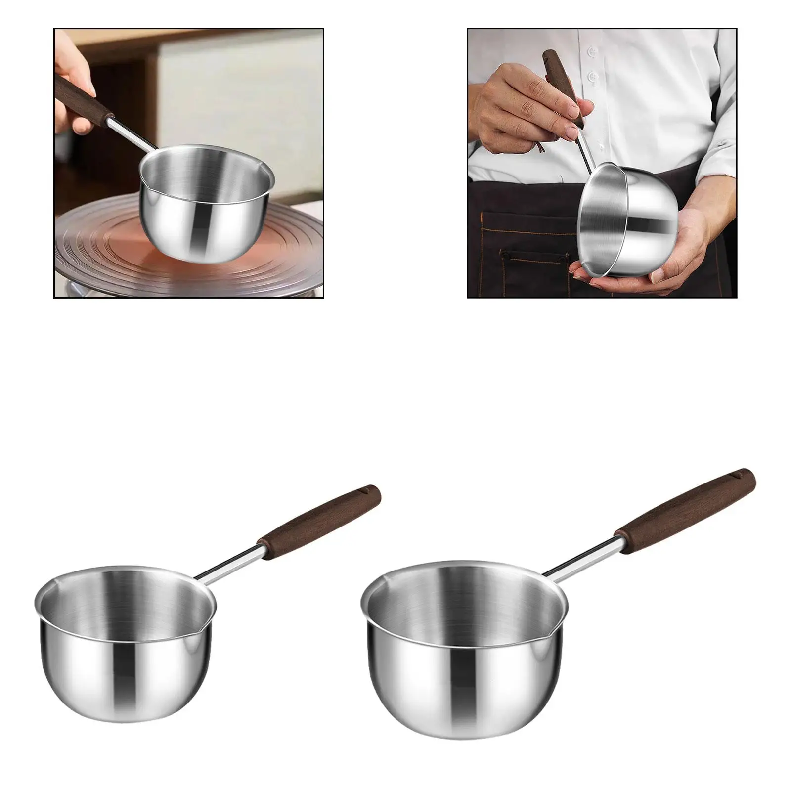 

Kitchen Hot Oil Pan Nonstick Cooking Pot Anti Scald Wood Handle Oil Warmer Pot for Camping Home Restaurant Kitchen Egg Frying